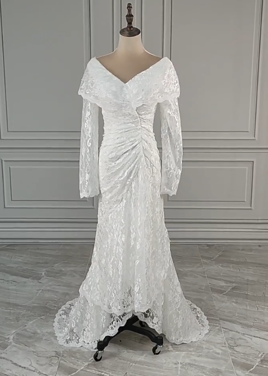 Robe de mariée beauté A-Line, décolleté en cœur, plissée, D3302