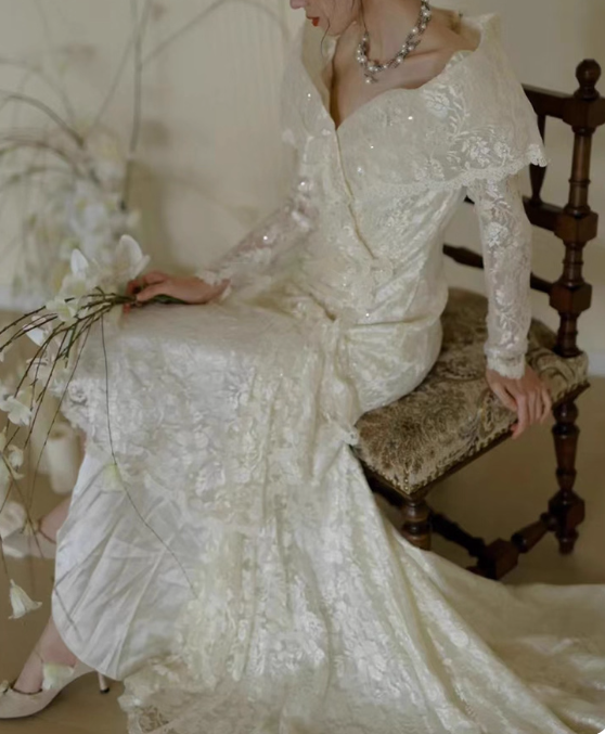 Robe de mariée beauté A-Line, décolleté en cœur, plissée, D3302