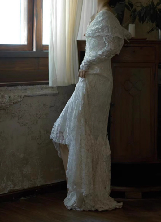 Robe de mariée beauté A-Line, décolleté en cœur, plissée, D3302