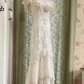 Vintage Wedding Dress Crew Neck Lace Pleated Wedding Dress  D3600