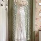 Vintage Wedding Dress Crew Neck Lace Pleated Wedding Dress  D3600