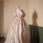 Vintage Wedding Dress V-neck Pleated Lace Wedding Dress  D3604