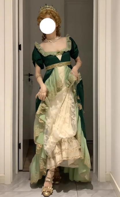 Charming Prom Dress Square Neck Pleated Lace Evening Dress Birthday Party Dress   D3606