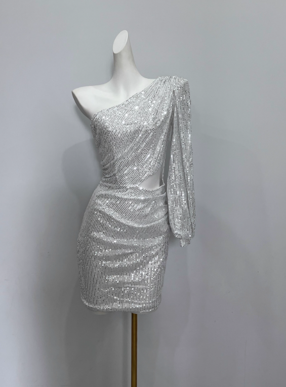 Robe de soirée courte plissée à bretelles spaghetti, tenue de soirée d'anniversaire, robe de cocktail D3339