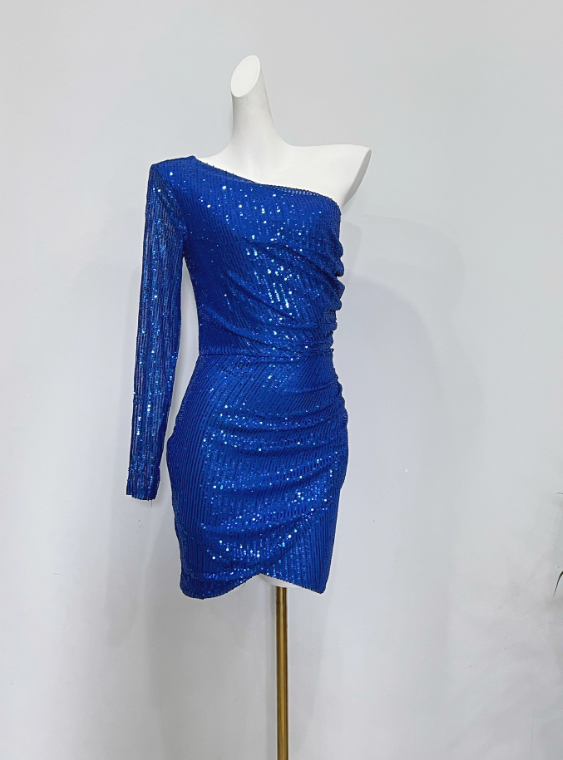 Robe de soirée courte plissée à bretelles spaghetti, tenue de soirée d'anniversaire, robe de cocktail D3339