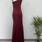 Stunning Prom Dress Wine Red Asymmetrical Neck Slit Evening Dress Birthday Party Dress     D3624