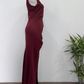 Stunning Prom Dress Wine Red Asymmetrical Neck Slit Evening Dress Birthday Party Dress     D3624