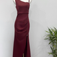 Stunning Prom Dress Wine Red Asymmetrical Neck Slit Evening Dress Birthday Party Dress     D3624