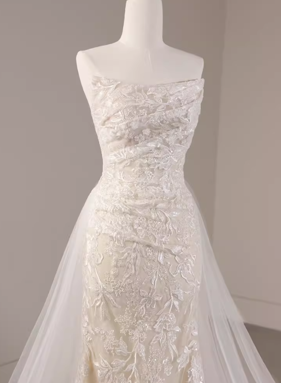 Beauty Brautkleid A-Linie Herzausschnitt Plissee Brautkleid D3302