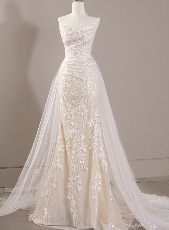 Beauty Brautkleid A-Linie Herzausschnitt Plissee Brautkleid D3302