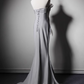 Minimalist Prom Dress Strapless Pleated Mermaid Evening Dress Gala Dress     D3642