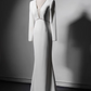 New Arrival Prom Dress White V-neck Backless Evening Dress Gala Dress     D3646