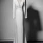 New Arrival Prom Dress White V-neck Backless Evening Dress Gala Dress     D3646