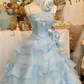New Arrival Prom Dress Spaghetti Straps Ruffle Tired Ball Gown Evening Gown Quinceanera Dress    D3650
