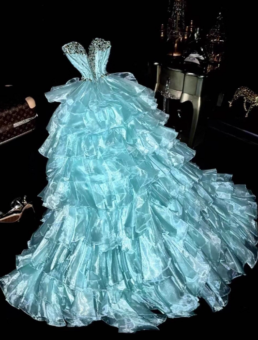Stunning Prom Dress Sweetheart Tiered Evening Gown Birthday Party Dress Ball Gown Sweet 16 Dress   D3651