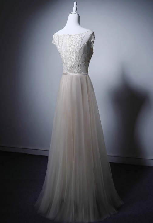 New Arrival Prom Dress A Line Crew Neck Tulle Evening Gown Prom Dress    D3652