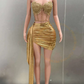 Sexy Homecoming Dress Gold Sweetheart Pleated Short Prom Dress Cocktail Dress Birthday Party Dress   D3654