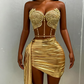 Sexy Homecoming Dress Gold Sweetheart Pleated Short Prom Dress Cocktail Dress Birthday Party Dress   D3654