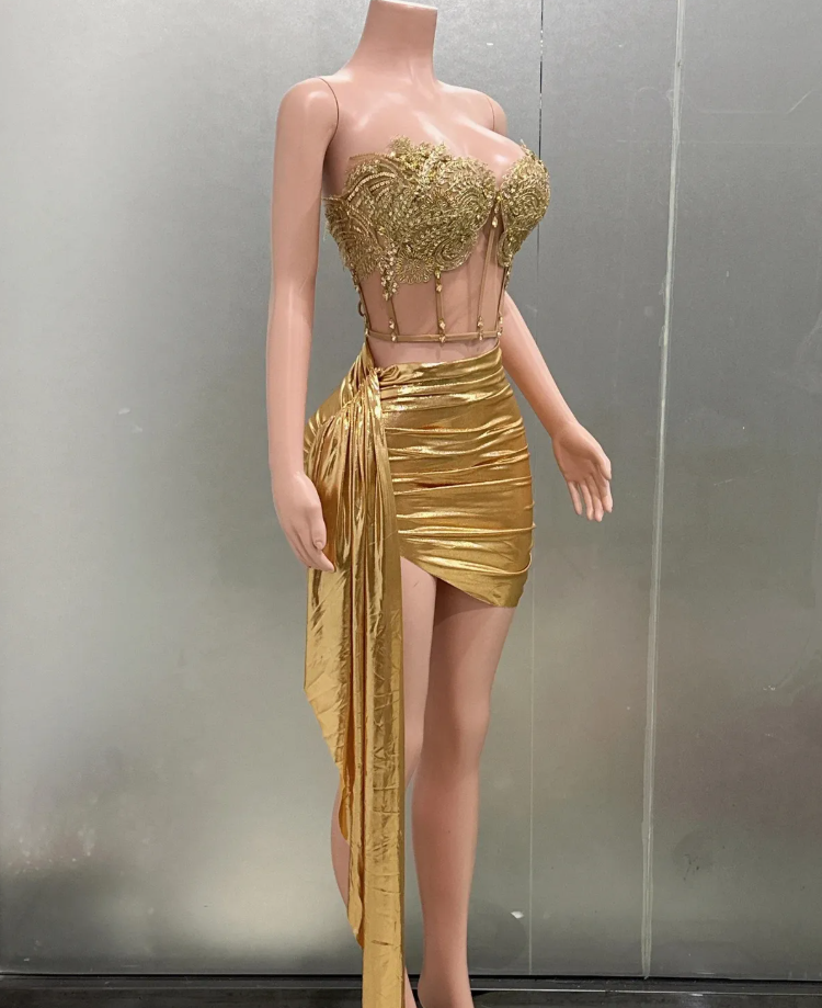 Sexy Homecoming Dress Gold Sweetheart Pleated Short Prom Dress Cocktail Dress Birthday Party Dress   D3654