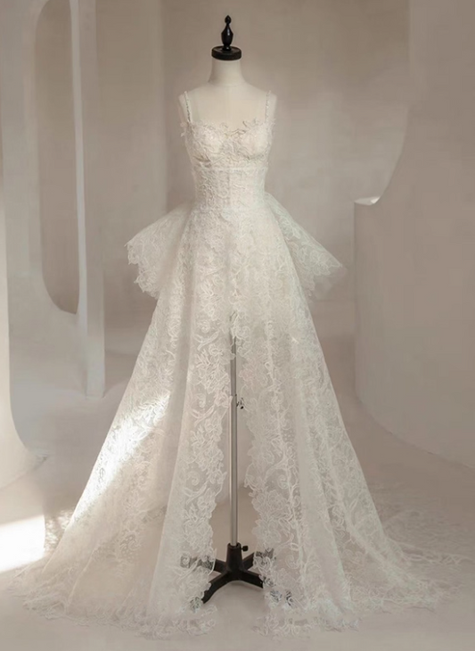 Robe de mariée beauté A-Line, décolleté en cœur, plissée, D3302