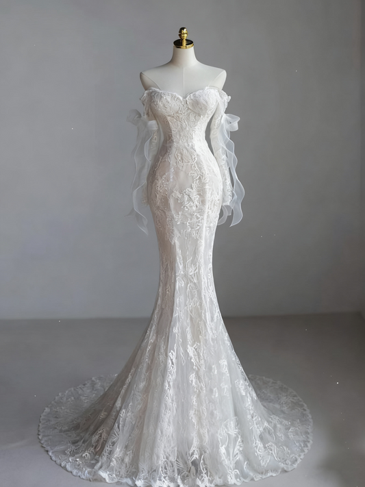Beauty Brautkleid A-Linie Herzausschnitt Plissee Brautkleid D3302