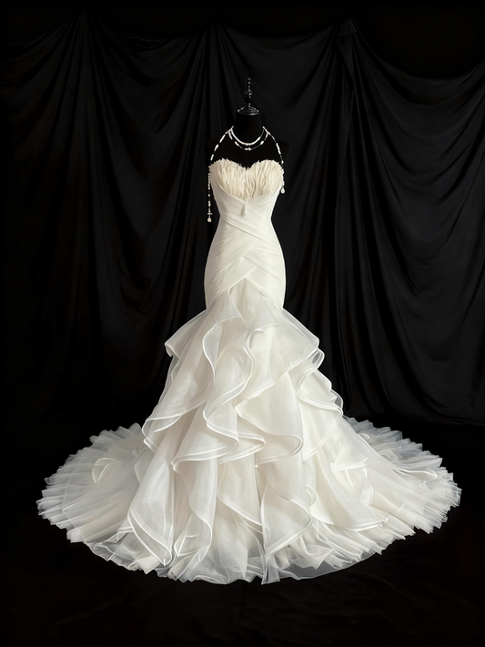 Beauty Brautkleid A-Linie Herzausschnitt Plissee Brautkleid D3302
