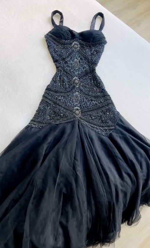 Retro Prom Dress Spaghetti Straps Tulle Pleated Evening Dress Party Dress    D3670