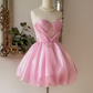 Stunning Homecoming Dress Pink Sweetheart Pleated Short Prom Dress 18th Outfits Birthday Party Dress       D3674