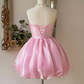 Stunning Homecoming Dress Pink Sweetheart Pleated Short Prom Dress 18th Outfits Birthday Party Dress       D3674