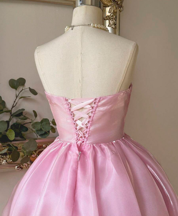 Stunning Homecoming Dress Pink Sweetheart Pleated Short Prom Dress 18th Outfits Birthday Party Dress       D3674