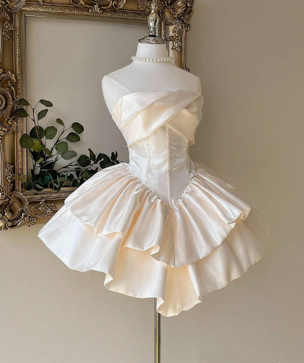 Beauty Homecoming Dress Strapless Pleated Short Prom Dress Sweet16 Outfits     D3678