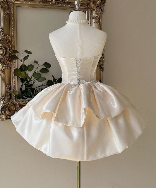 Beauty Homecoming Dress Strapless Pleated Short Prom Dress Sweet16 Outfits     D3678