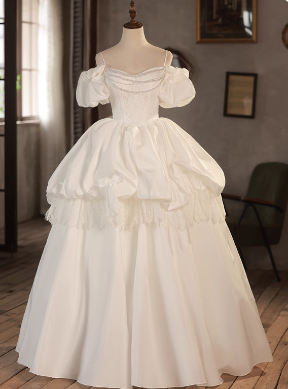 Charming Wedding Dress Spaghetti Straps Lace Wedding Dress D3683