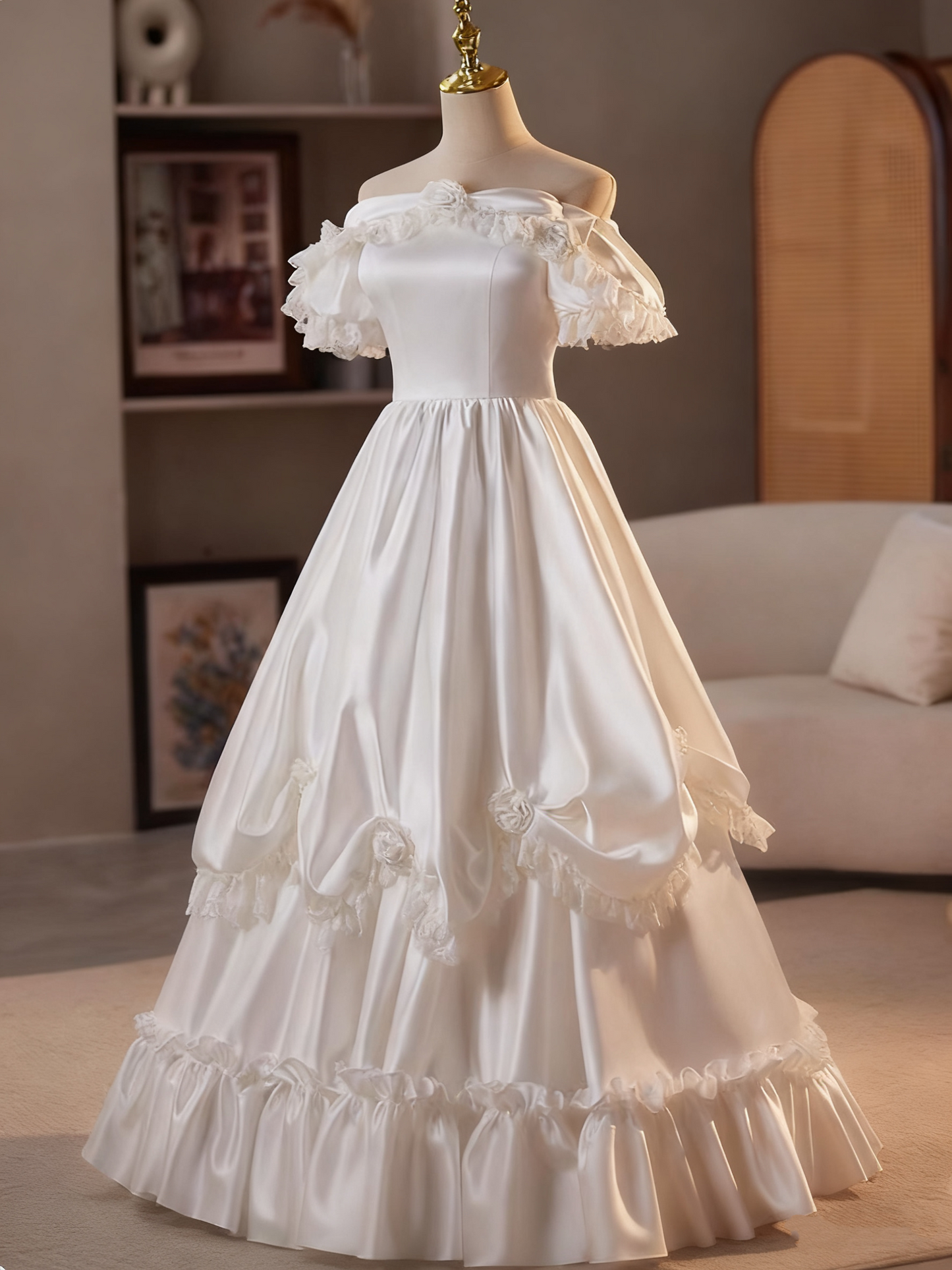 Robe de mariée beauté A-Line, décolleté en cœur, plissée, D3302