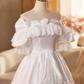 Vintage Wedding Dress Off Shoulder Pleated Lace Wedding Dress  D3691