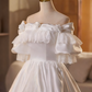 Vintage Wedding Dress Off Shoulder Pleated Lace Wedding Dress  D3691