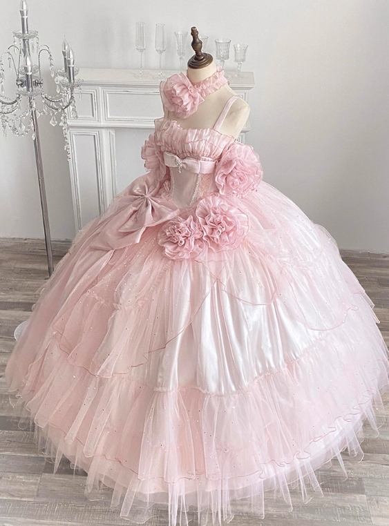 Sweet Prom Dress Spaghetti Straps Tulle Pleated Ball Gown Evening Dress Quinceanera Dress    D3692