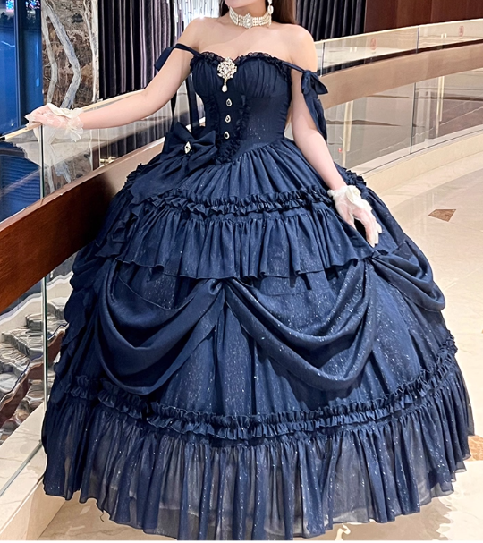 New Arrival Prom Dress Dark Blue Spaghetti Straps Pleated Ball Gown Evening Dress Quinceanera Dress    D3693