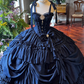 New Arrival Prom Dress Dark Blue Spaghetti Straps Pleated Ball Gown Evening Dress Quinceanera Dress    D3693