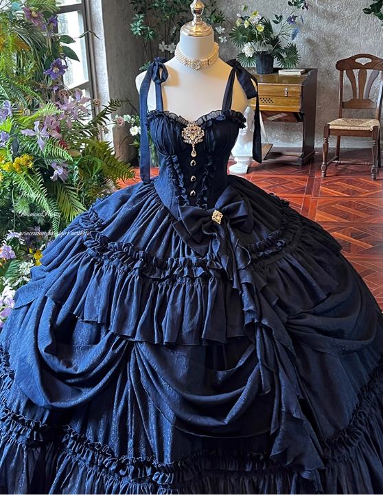 New Arrival Prom Dress Dark Blue Spaghetti Straps Pleated Ball Gown Evening Dress Quinceanera Dress    D3693