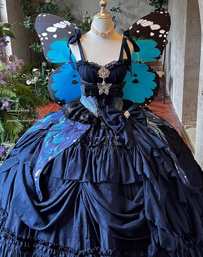 New Arrival Prom Dress Dark Blue Spaghetti Straps Pleated Ball Gown Evening Dress Quinceanera Dress    D3693