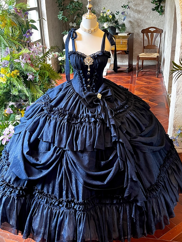 New Arrival Prom Dress Dark Blue Spaghetti Straps Pleated Ball Gown Evening Dress Quinceanera Dress    D3693