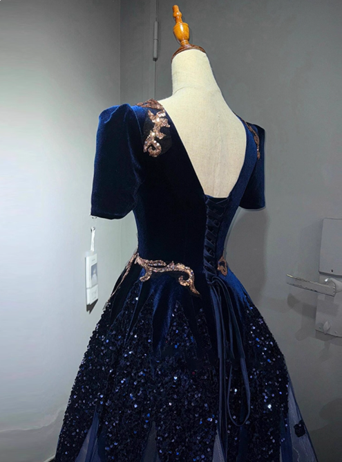 New Arrival Prom Dress A Line V-neck Pleated Evening Dress Gala Dress    D3694