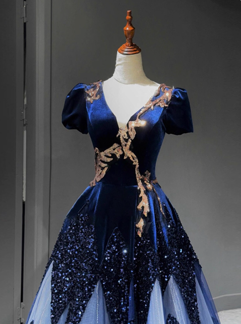 New Arrival Prom Dress A Line V-neck Pleated Evening Dress Gala Dress    D3694