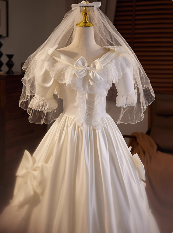 Robe de mariée beauté A-Line, décolleté en cœur, plissée, D3302