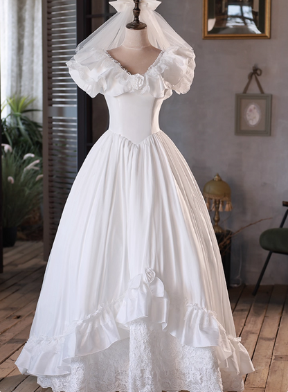 Robe de mariée beauté A-Line, décolleté en cœur, plissée, D3302