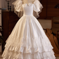 Vintage Wedding Dress Square Neck Pleated Lace Wedding Dress  D3703