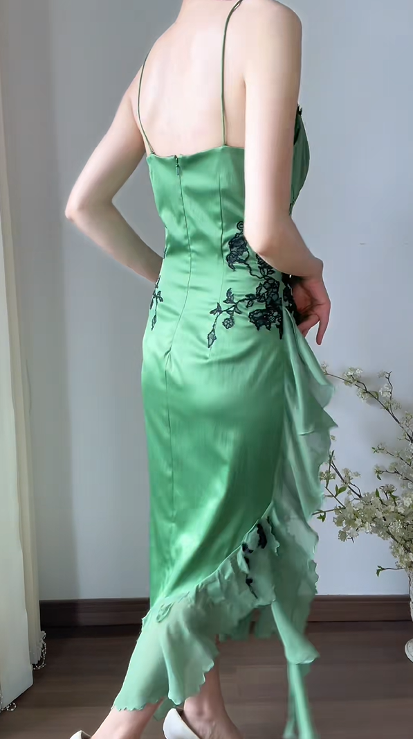 Beauty Prom Dress Spaghetti Straps Pleated Ruffle Evening Dress Party Dress    D3708