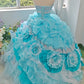 Popular Prom Dress Strapless Tiered Ruffle Ball Gown Quinceanera Dress    D3710