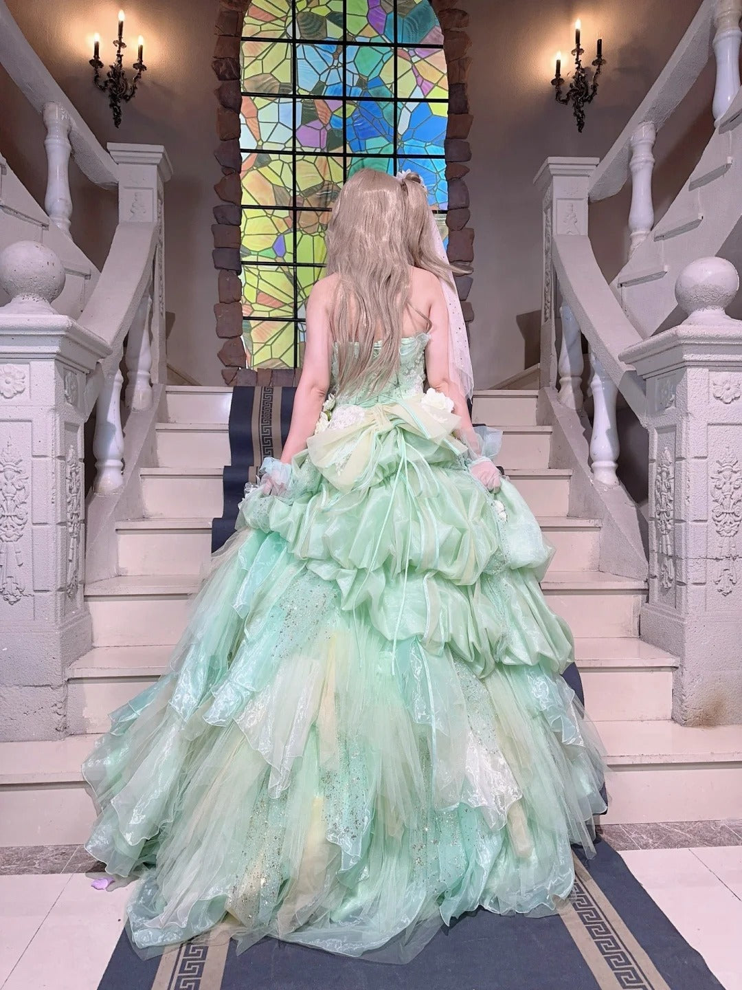 New Arrival Prom Dress Strapless Tulle Flower Ball Gown Sweet 16 Dress    D3711